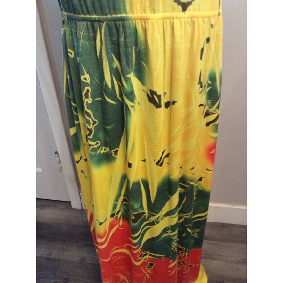 Daniel Benjamin XL Racerback Maxi Summer Dress Sleeveless Yellow - Picture 4 of 9